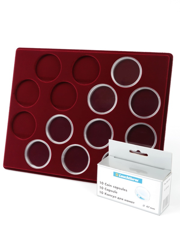 Планшет S (234х296х12 мм) для 14 монет в капсулах CAPS 47 Leuchtturm. Диаметр ячейки 53 мм Планшет S (234х296х12 мм) для 14 монет в капсулах CAPS 47 Leuchtturm. Диаметр ячейки 53 мм