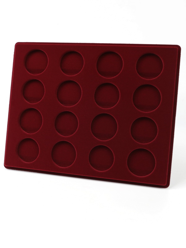 Набор из двух планшетов S (234х296х12 мм) для серебряных монет «Олимпиада-80» в капсулах (диаметр 44 и 46 мм), тёмно-бордовый  Набор из двух планшетов S (234х296х12 мм) для серебряных монет «Олимпиада-80» в капсулах (диаметр 44 и 46 мм), тёмно-бордовый