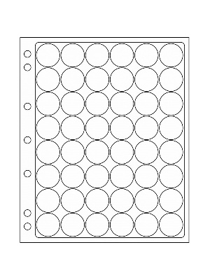 Листы-обложки ENCAP из прозрачного пластика для монет в капсулах CAPS 24/25 мм Leuchtturm.  Диаметр ячейки 32 мм. Упаковка из 2 листов. Leuchtturm, 343210