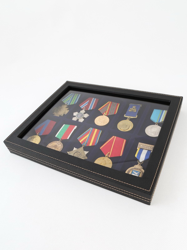  Бокс из искусственной кожи с прозрачным окном Nera Plus на 10 ячеек (49х101х7 мм), чёрный