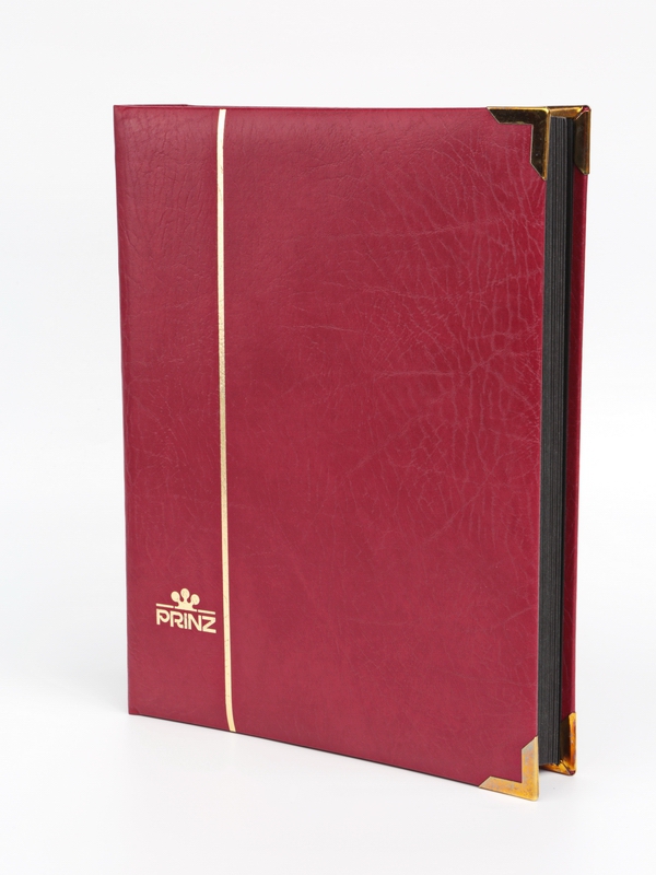 Альбом для марок (кляссер ROYAL). 30 листов (60 страниц) из чёрного картона с промежуточными прозрачными листами. Бордовый. Prinz, 6032