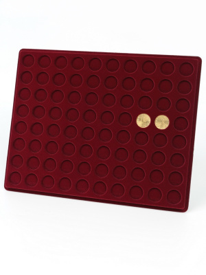 Планшет S (234х296х12 мм) для монет d-22 мм (80 ячеек), тёмно-бордовый  Планшет S (234х296х12 мм) для монет d-22 мм (80 ячеек), тёмно-бордовый