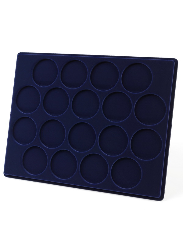  Планшет S (234х296х12 мм) для 18 монет в капсулах CAPS 46 Leuchtturm. Диаметр ячейки 52 мм, тёмно-синий