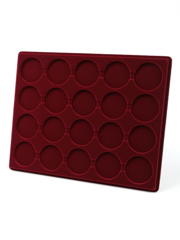 Планшет S (234х296х12 мм) для 20 монет в капсулах CAPS 43 Leuchtturm. Диаметр ячейки 49 мм, тёмно-бордовый  Планшет S (234х296х12 мм) для 20 монет в капсулах CAPS 43 Leuchtturm. Диаметр ячейки 49 мм, тёмно-бордовый