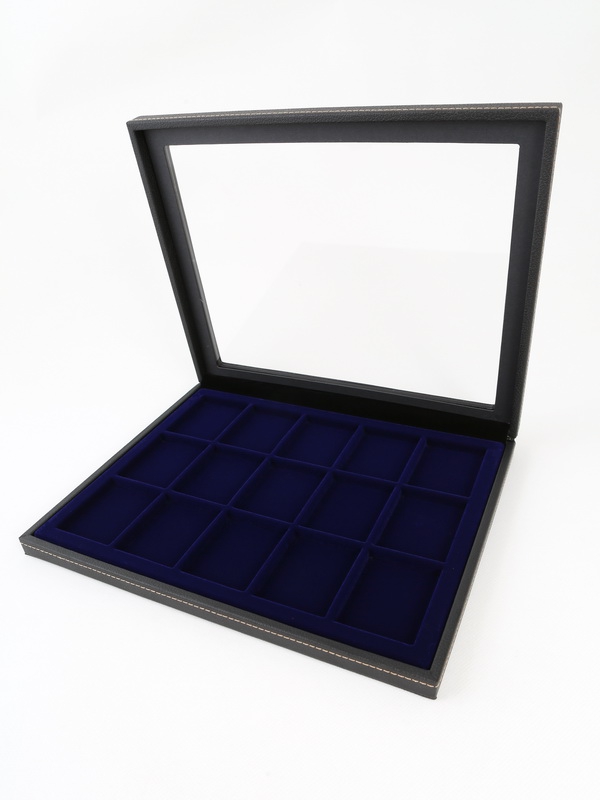  Бокс из искусственной кожи с прозрачным окном Nera Plus на 15 ячеек (49х63х7 мм), тёмно-бордовый