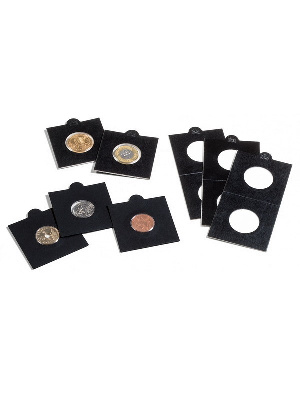 Холдеры для монет d-27,5 мм, самоклеющиеся (упаковка 50 шт). Чёрные. Leuchtturm