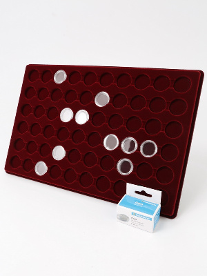 Планшет L (222х333х13 мм) для 60 монет в капсулах CAPS 20 Leuchtturm. Диаметр ячейки 26 мм