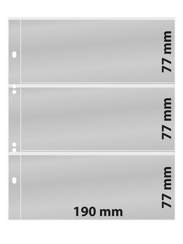 Листы MULTI COLLECT из прозрачного пластика на 3 ячейки (190х77 мм). Упаковка из 10 листов. Lindner, MU1323
