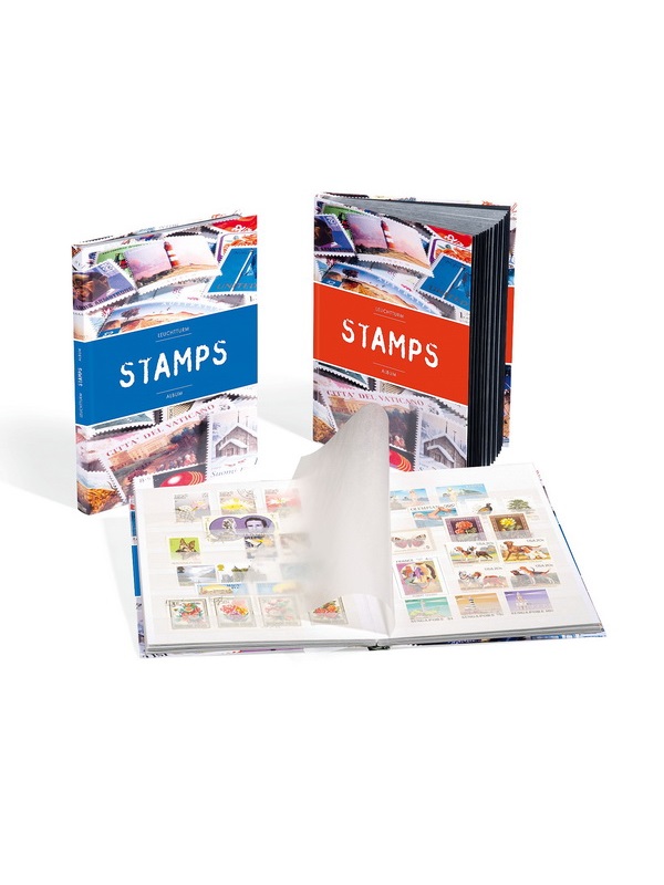 Альбом для марок (кляссер STAMPS). А5. 8 листов (16 страниц) из белого картона с промежуточными листами из пергамина. Leuchtturm, 361245