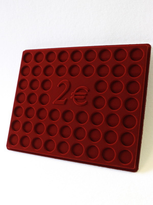 Планшет S (234х296х12 мм) для монет 2 Евро (57 ячеек), тёмно-бордовый  Планшет S (234х296х12 мм) для монет 2 Евро (57 ячеек), тёмно-бордовый