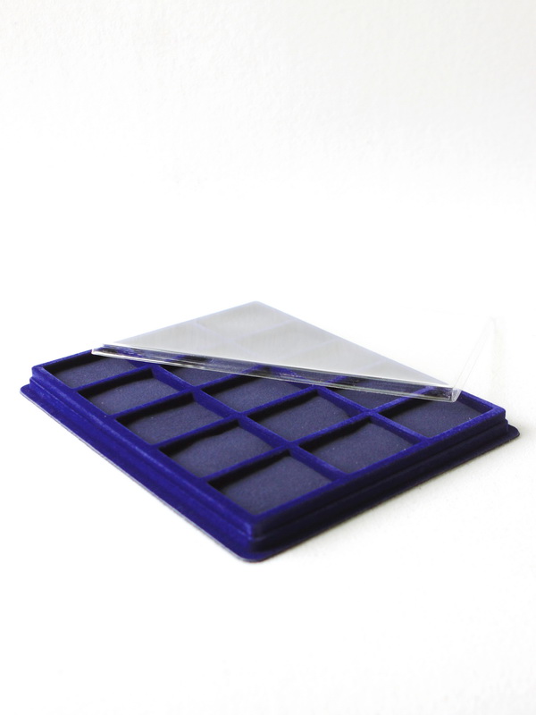 Планшет S (243х304х21 мм) на 15 ячеек (66х50х16 мм) (с поролоновой вставкой), тёмно-синий