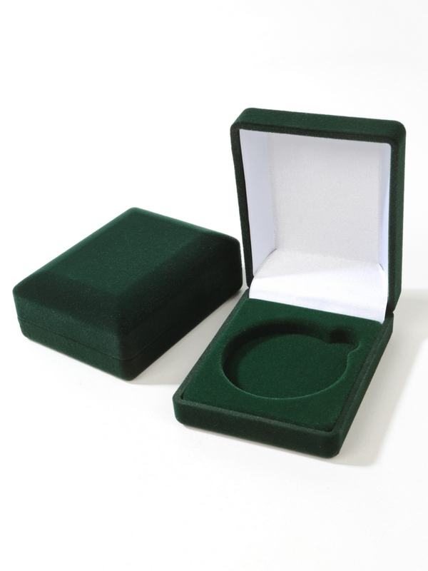  Футляр (61х79х32 мм) для одной монеты в капсуле (диаметр 46 мм), зелёный