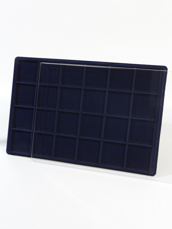  Планшет L (222х333х13 мм) для 24 монет в капсулах «Quadrum» (50х50х6 мм), тёмно-синий