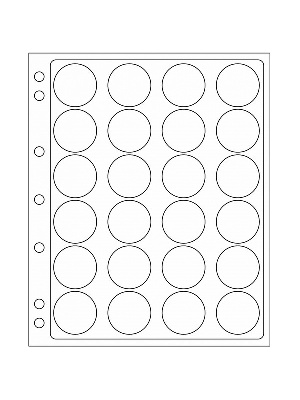 Листы-обложки ENCAP из прозрачного пластика для монет в капсулах CAPS 34/35 мм Leuchtturm. Диаметр ячейки 41 мм. Упаковка из 2 листов. Leuchtturm, 343213