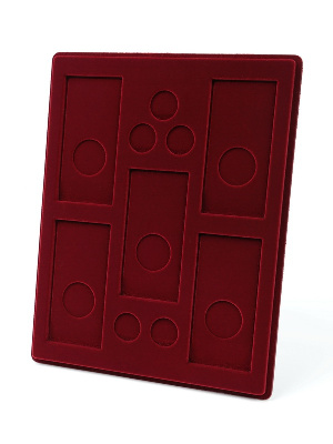 Планшет S (234х296х12 мм) для 5 обычных монет 25 рублей и 5 цветных монет 25 рублей в блистере