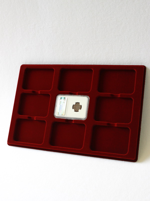 Планшет L (222х333х13 мм) для 9 слабов NGC (Америка) (61х86х8 мм), тёмно-бордовый  Планшет L (222х333х13 мм) для 9 слабов NGC (Америка) (61х86х8 мм), тёмно-бордовый