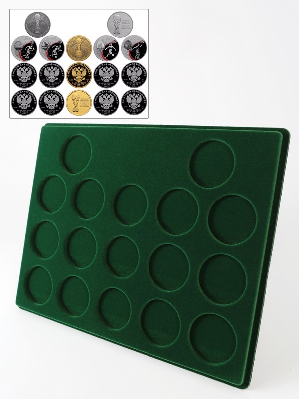 Планшет S (234х296х12 мм) для 3 золотых и 14 серебряных монет «Футбол 2018» в капсулах Планшет S (234х296х12 мм) для 3 золотых и 14 серебряных монет «Футбол 2018» в капсулах