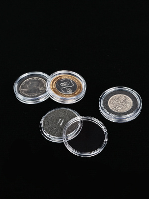 Капсулы для монет Mini с разделительными кольцами для монет 11-27,6 мм (II) (внешний диаметр 33 мм), в упаковке 10 шт