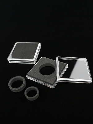 Капсулы Quadrum High с разделительными кольцами для монет 10-43,3 мм, толщиной 6,5 мм (в упаковке 5 шт)