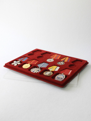 Планшет S (234х296х12 мм) на 5 медалей РФ d-32 мм и 5 орденов с пятиугольной колодкой Планшет S (234х296х12 мм) на 5 медалей РФ d-32 мм и 5 орденов с пятиугольной колодкой