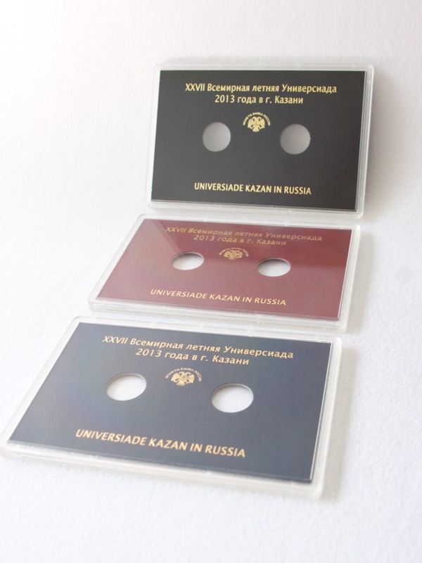 Буклет для хранения монет «XXVII Всемирная летняя Универсиада 2013 года в г. Казани», (русско-английский текст), Вид 3 (в пластике) Буклет для хранения монет «XXVII Всемирная летняя Универсиада 2013 года в г. Казани», (русско-английский текст), Вид 3 (в пластике)