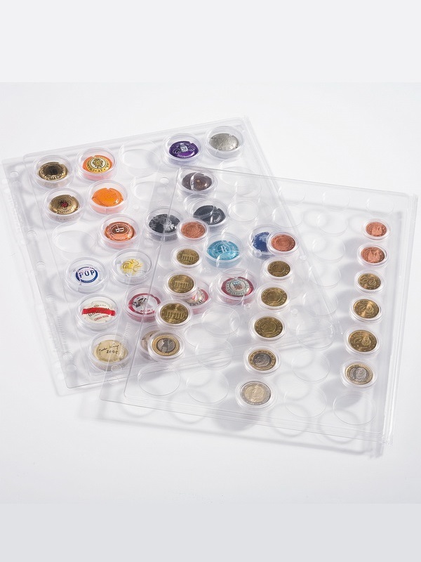 Листы-обложки ENCAP из прозрачного пластика для 5 наборов монет евро в капсулах Leuchtturm. Упаковка из 2 листов. Leuchtturm, 327928 Листы-обложки ENCAP из прозрачного пластика для 5 наборов монет евро в капсулах Leuchtturm. Упаковка из 2 листов. Leuchtturm, 327928