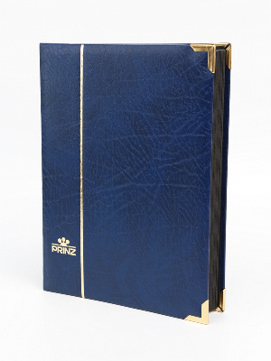 Альбом для марок (кляссер ROYAL). 30 листов (60 страниц) из чёрного картона с промежуточными прозрачными листами. Синий. Prinz, 6032