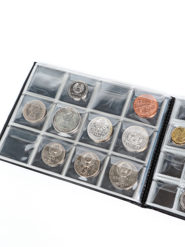 Карманный монетный альбом 209х153х18 мм для размещения 180 монет с комбинированными ячейками, горизонтальный