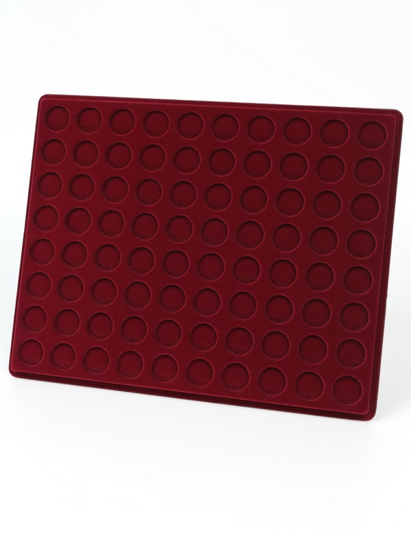 Планшет S (234х296х12 мм) для монет d-22 мм (80 ячеек), тёмно-бордовый  Планшет S (234х296х12 мм) для монет d-22 мм (80 ячеек), тёмно-бордовый