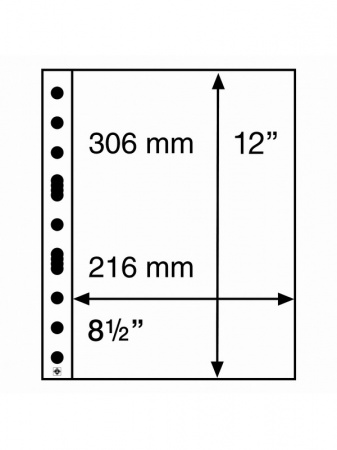 Листы-обложки GRANDE SH312-1C (242х312 мм) из тонкого прозрачного пластика на 1 ячейку (216х306 мм). Упаковка из 10 листов. Leuchtturm, 358072/10