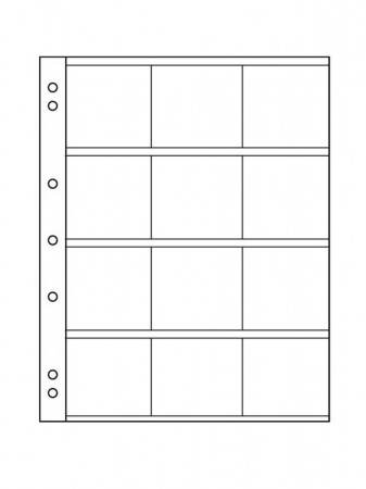 Листы-обложки для монет NUMIS K50 (193х217 мм) из прозрачного пластика для хранения монет в холдерах. 12 ячеек (50х50 мм). Упаковка из 5 листов. Leuchtturm, 310444
