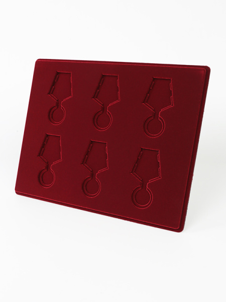 Планшет S (234х296х12 мм) на 6 медалей РФ d-32 мм с пятиугольной колодкой, тёмно-бордовый Планшет S (234х296х12 мм) на 6 медалей РФ d-32 мм с пятиугольной колодкой, тёмно-бордовый