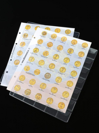 Комплект листов с информационными листами для 10-рублевых монет серии ГВС и других стальных монет с гальваническим покрытием. Albommonet