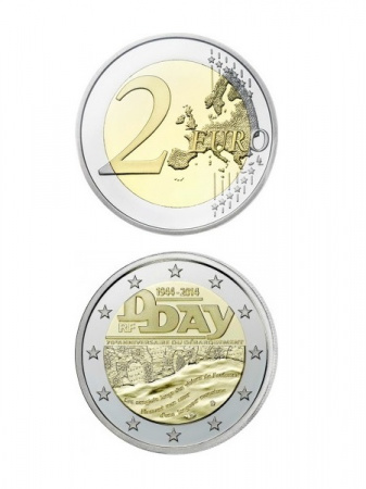 2 евро, Франция (70 лет высадке в Нормандии). 2014 г.