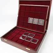 Футляр деревянный Vintage (329х271х61 мм) для 40 монет в капсулах «Quadrum» (50х50х6 мм). 2 уровня