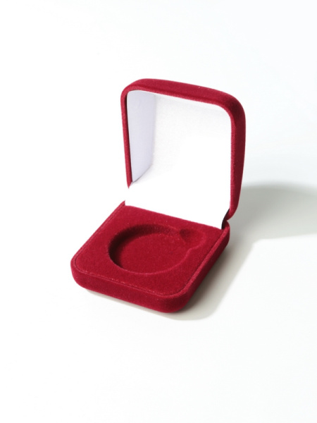 Футляр (55х60х36 мм) для одной монеты в капсуле (диаметр 33 мм), светло-бордовый