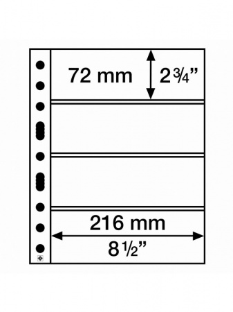 Листы-обложки GRANDE SH312-4C (242х312 мм) из тонкого прозрачного пластика на 4 ячейки (216х72 мм). Упаковка из 50 листов. Leuchtturm, 358075