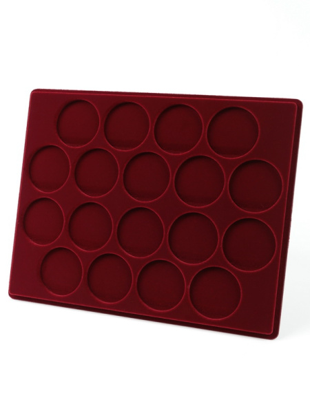 Планшет S (234х296х12 мм) для 18 монет в капсулах CAPS 46 Leuchtturm. Диаметр ячейки 52 мм, тёмно-бордовый  Планшет S (234х296х12 мм) для 18 монет в капсулах CAPS 46 Leuchtturm. Диаметр ячейки 52 мм, тёмно-бордовый