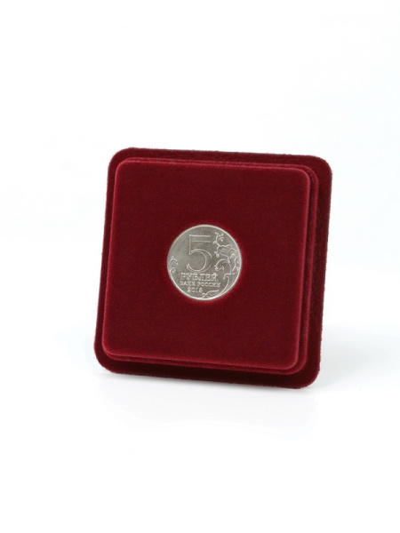  Сувенирная упаковка (63х63х16 мм) под монету д.25 мм, тёмно-бордовый