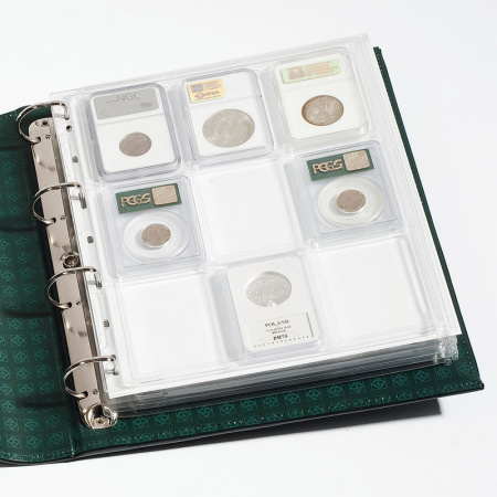 Лист-обложка ENCAP из прозрачного пластика для монет в слабах US Slabs/Everslabs. Упаковка из 2 листов. Leuchtturm, 320310