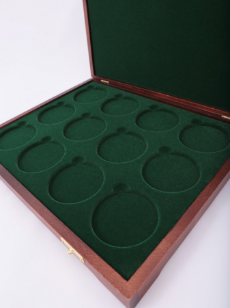 Футляр деревянный Vintage S (305х247х40 мм)  для монет, медалей d-60 мм (12 ячеек)