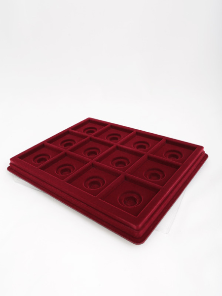 Планшет S (243х304х21 мм) на 12 ячеек (62х62х8 мм) (под знаки с винтом), тёмно-бордовый