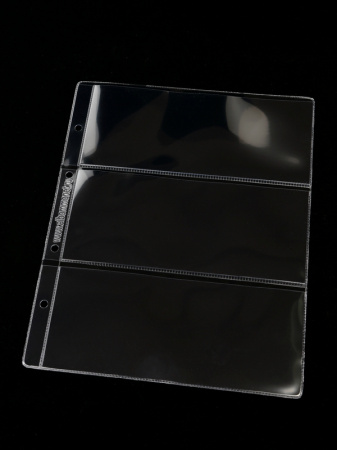 Листы формата ОПТИМА (Россия) (202х251 мм) из прозрачного пластика на 3 ячейки (180х72 мм). Standart. Упаковка из 10 листов. Albommonet, ЛБ3