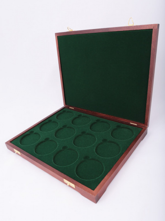 Футляр деревянный Vintage S (305х247х40 мм)  для монет, медалей d-60 мм (12 ячеек)