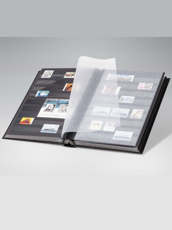 Альбом для марок (кляссер CLASSIC). 16 листов (32 страницы) из чёрного картона с промежуточными листами из пергамина. Красный. Prinz, 2015