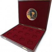 Футляр деревянный Vintage S (305х247х40 мм) для 12 серебряных монет Чемпионат мира по футболу 2018 в капсулах. Кубок