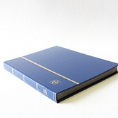 Альбом для марок (кляссер BASIC). A4. 16 листов (32 страницы) из чёрного картона с промежуточными листами из пергамина. Синий. Leuchtturm, 337308