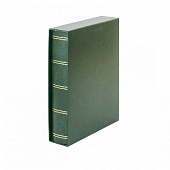 Альбом для марок (кляссер ELEGANT LUXUS) + шубер. 30 листов (60 страниц) из чёрного картона с промежуточными листами из пергамина. Зелёный. Lindner, 1169SK