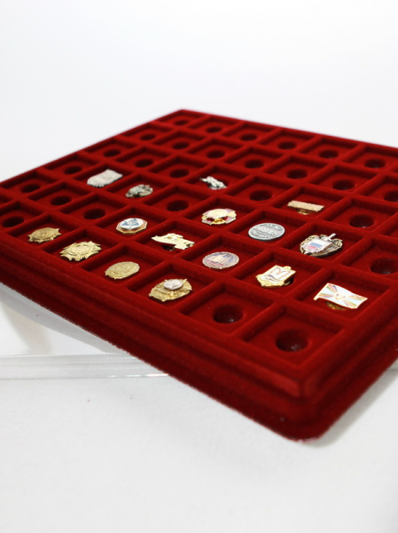  Планшет S (243х304х21 мм) на 48 ячеек (29х29х4 мм) под значки с цангой, тёмно-бордовый