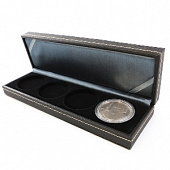 Футляр из искусственной кожи (243х78х42 мм) для 4 монет в капсулах (диаметр 50 мм)